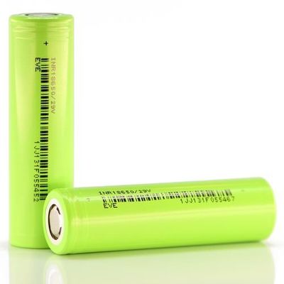 18650 Battery Cell 2900mAh 3.7V NCM EVE Lithium Ion Cells Light Green For Ebike