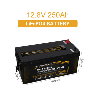 High Capacity 12V 250Ah Rechargeable LiFePO4 Lithium Battery Pack Energy Storage