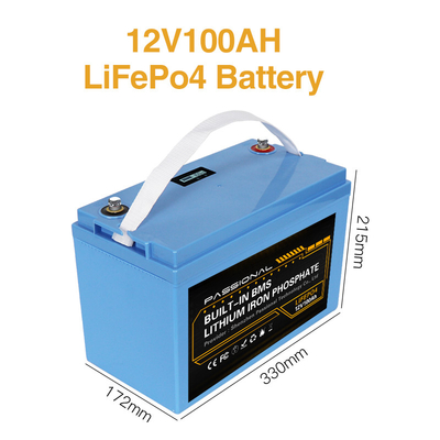LFP Rechargeable 12v 100ah Lifepo4 Lithium Battery Pack Waterproof Blue