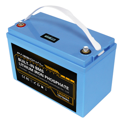LFP Rechargeable 12v 100ah Lifepo4 Lithium Battery Pack Waterproof Blue