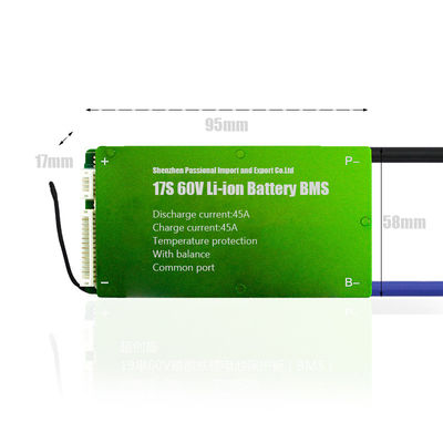 3.7V PCB Li Ion Protection Board BMS 17S 60V 45A Common Port With Balance